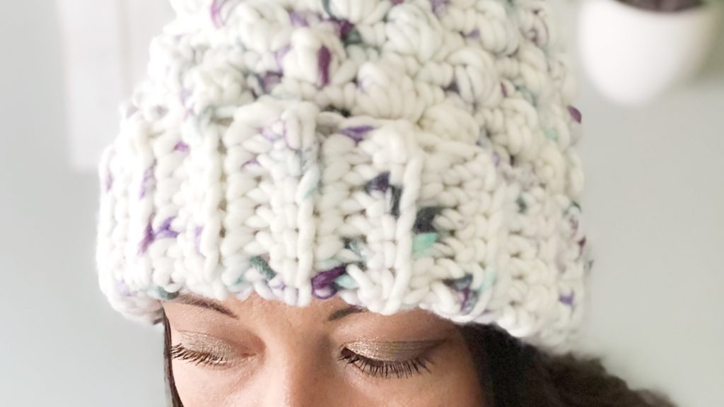 A chunky crochet beanie made with The Heather Beanie pattern, a free crochet pattern by Sarah | The Plush Pineapple